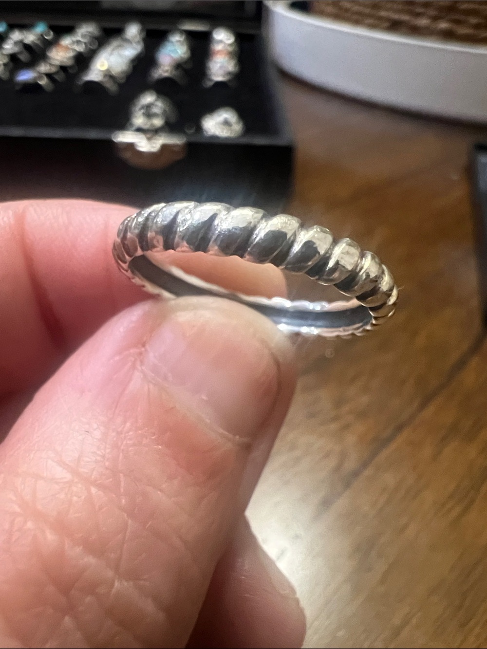 Sterling Silver Twisted Rope Band Ring - Size 8